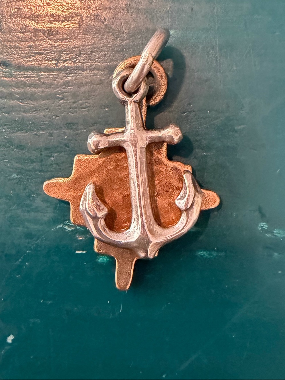 Retired James Avery Anchor Compass Pendant - Two-Tone Silver & brass